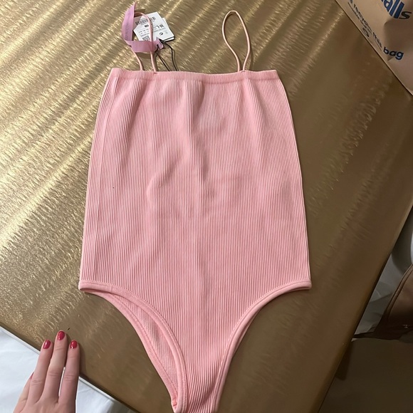 Zara Tops - NWT Pink Zara Bodycon Bodysuit
